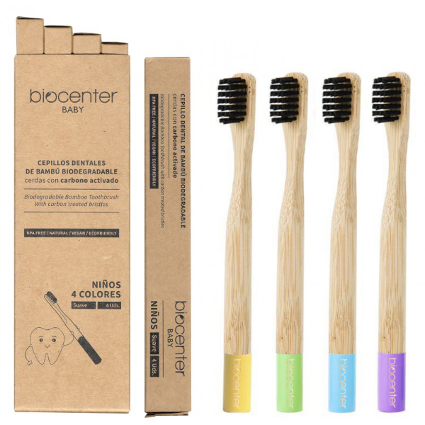 BIOCENTER Cepillo de dientes de bambú para niños