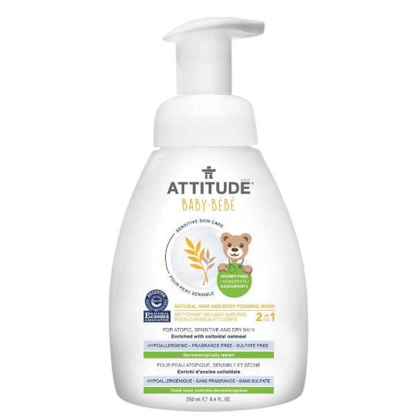 ATTITUDE Gel espumoso y Champú 2 en 1 Baby Sensitive Skin Care