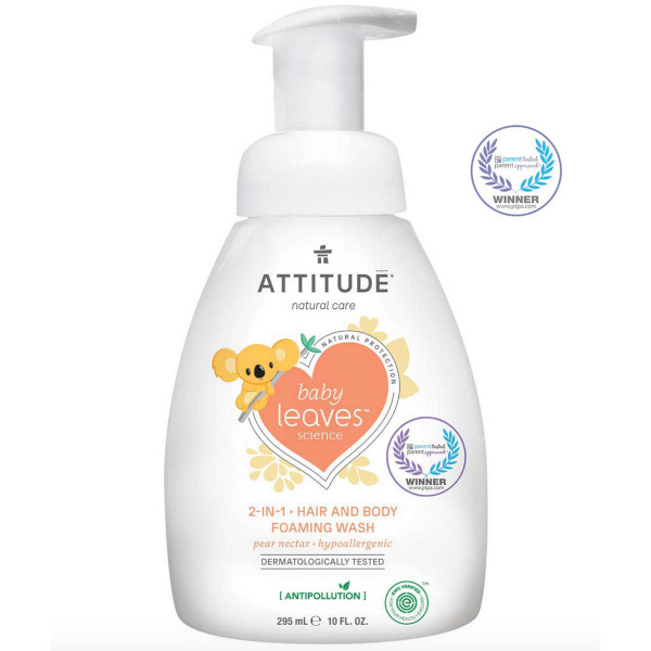 ATTITUDE Gel espumoso y Champú 2 en 1 baby leaves science pear nectar