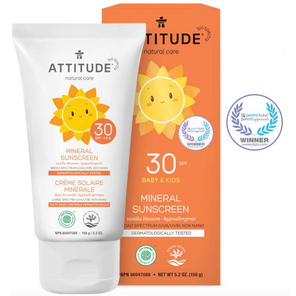 ATTITUDE Crema solar mineral FPS 30 Baby & Kids vanilla blossom (150g.)