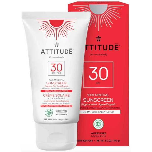 ATTITUDE Crema solar mineral FPS 30 Sin perfume