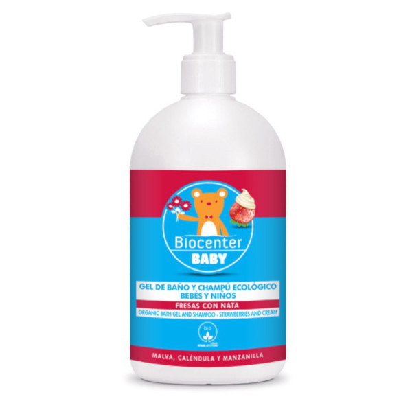 BIOCENTER Gel de ducha y champú Baby FRESAS CON NATA (500ml)