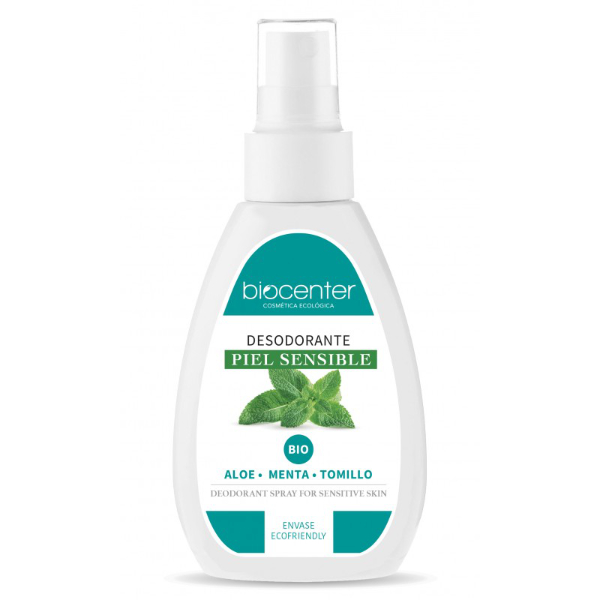 BIOCENTER Desodorante spray piel sensible Aloe, Menta y Tomillo