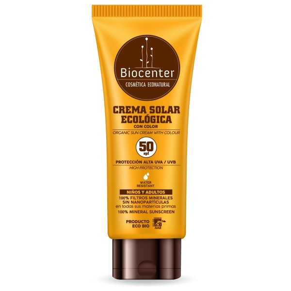 BIOCENTER Crema solar ecológica con color FPS 50