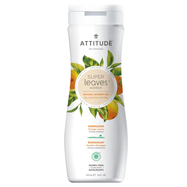 ATTITUDE Gel de ducha energizante de naranja super leaves science (473ml.)